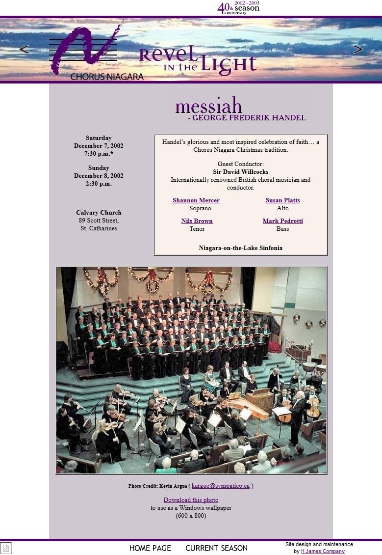 --December 7, 8, 2002 - Chorus Niagara with Sir David Willcocks